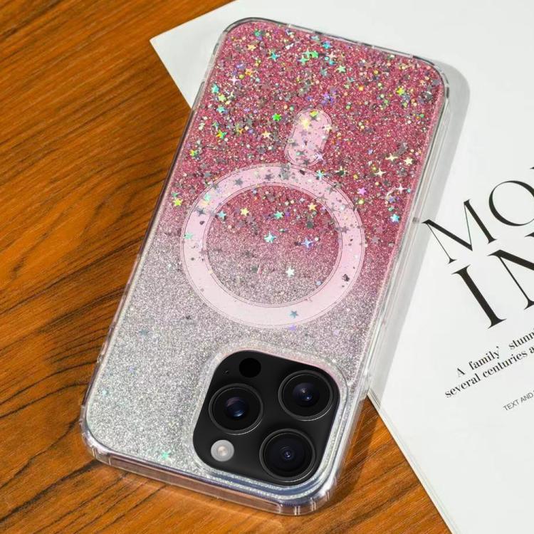 For iPhone 16 Pro Gradient Glitter Starry MagSafe Phone Case