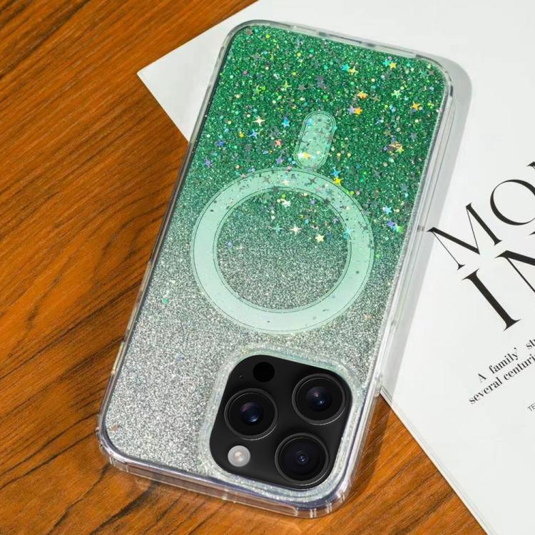 For iPhone 16 Pro Gradient Glitter Starry MagSafe Phone Case