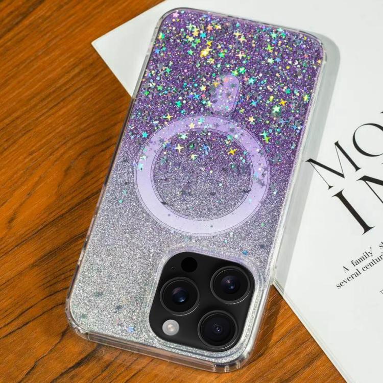 For iPhone 16 Pro Gradient Glitter Starry MagSafe Phone Case