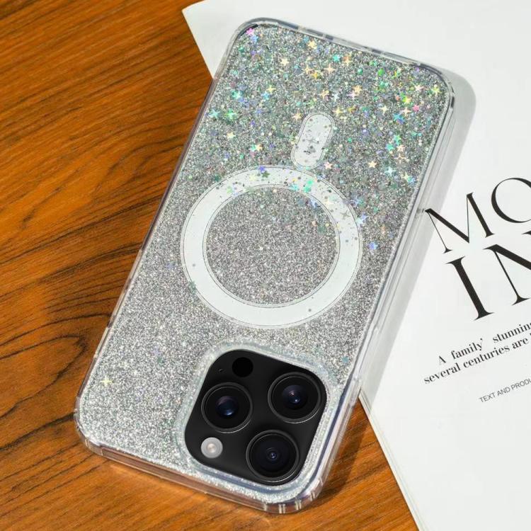 For iPhone 16 Pro Gradient Glitter Starry MagSafe Phone Case