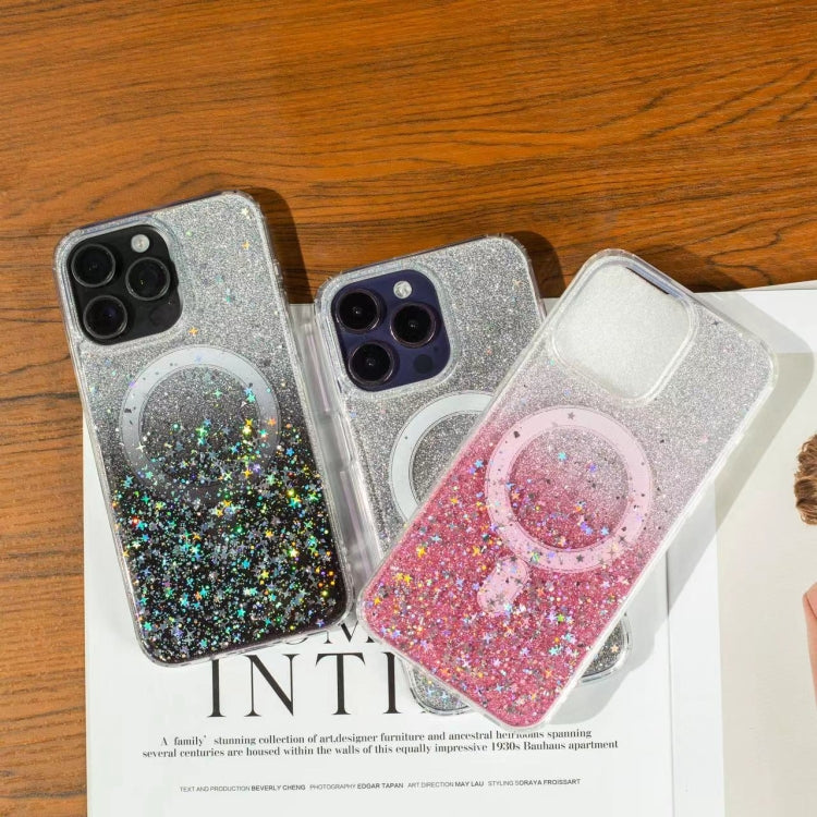 For iPhone 15 Plus Gradient Glitter Starry MagSafe Phone Case
