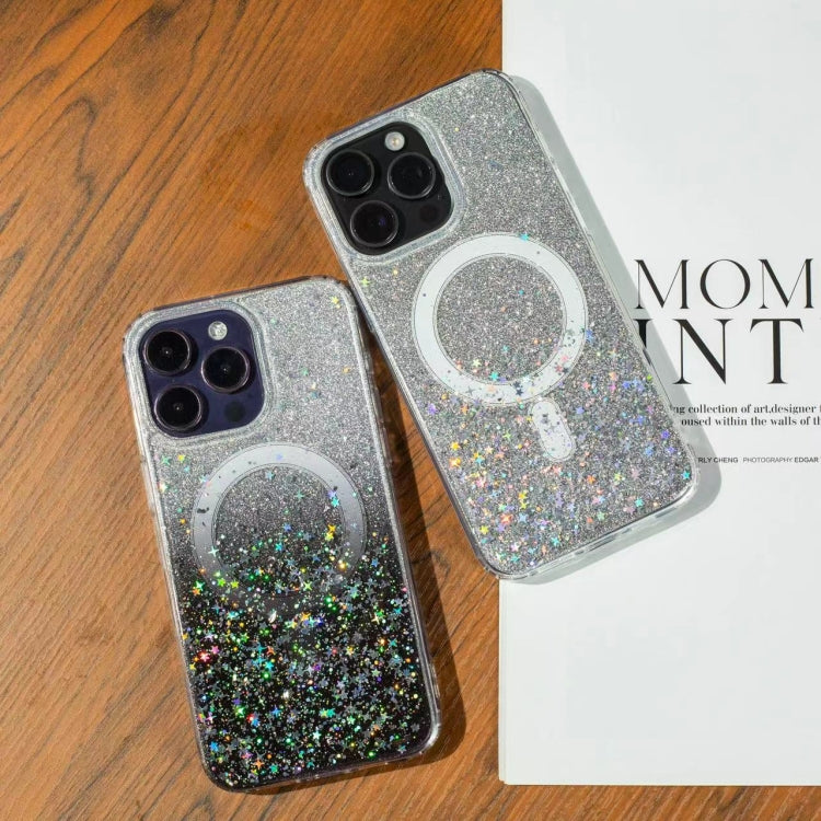For iPhone 15 Plus Gradient Glitter Starry MagSafe Phone Case