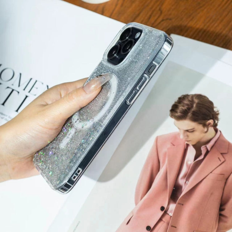 For iPhone 15 Plus Gradient Glitter Starry MagSafe Phone Case