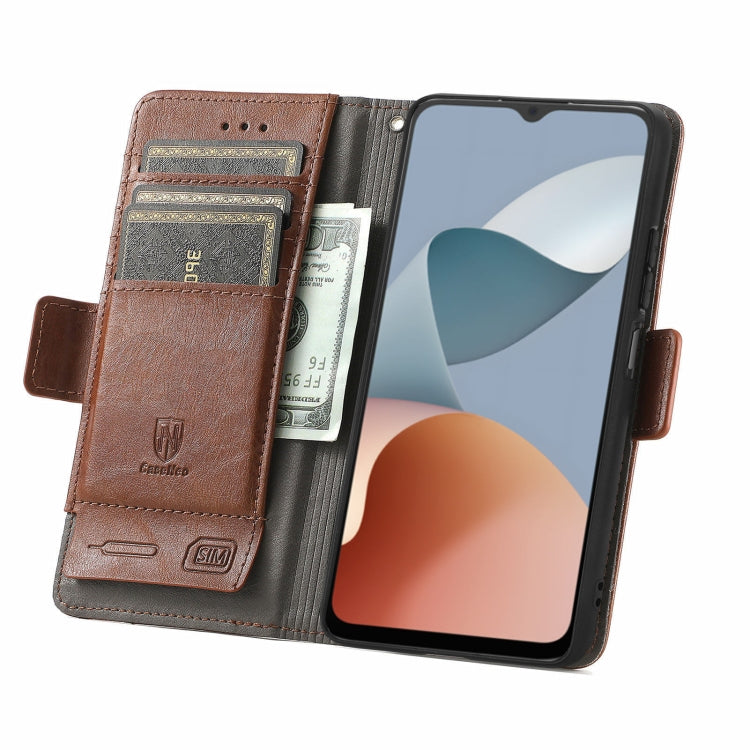 For ZTE Blade A34  CaseNeo Splicing Dual Magnetic Buckle Leather Phone Case