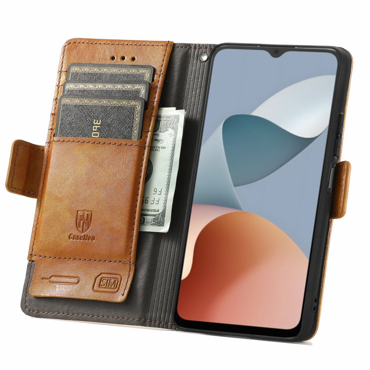 For ZTE Blade A34  CaseNeo Splicing Dual Magnetic Buckle Leather Phone Case