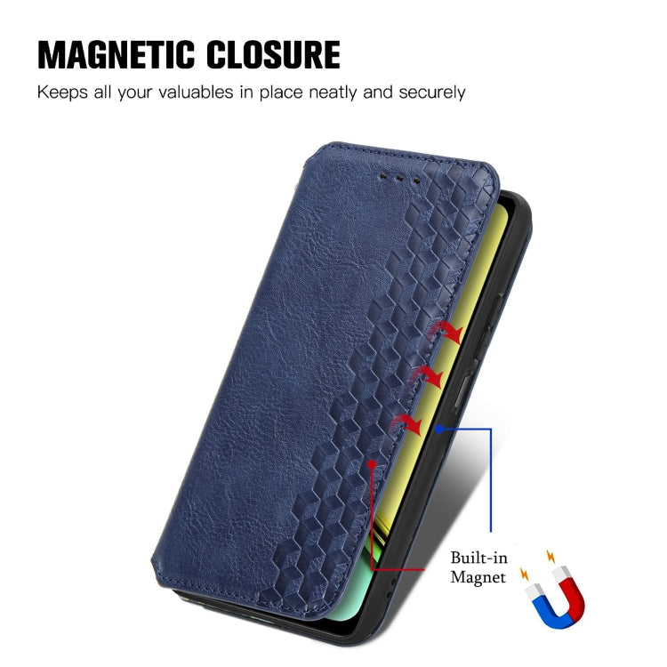 For Realme C65 Cubic Grid Pressed Magnetic Leather Phone Case