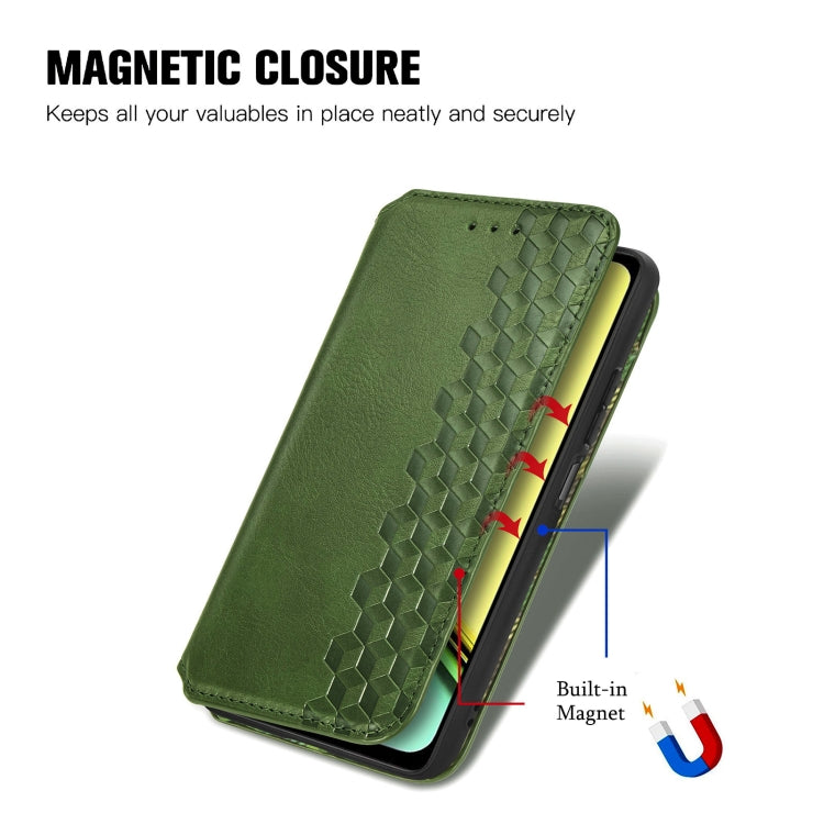 For Realme C65 Cubic Grid Pressed Magnetic Leather Phone Case