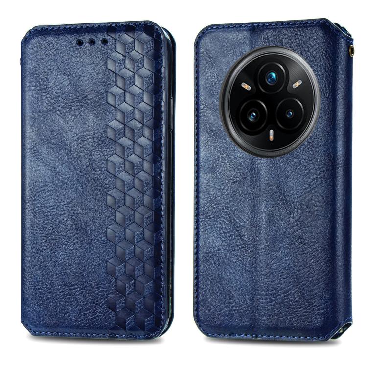 For Realme 14 Pro+ Cubic Grid Pressed Magnetic Leather Phone Case