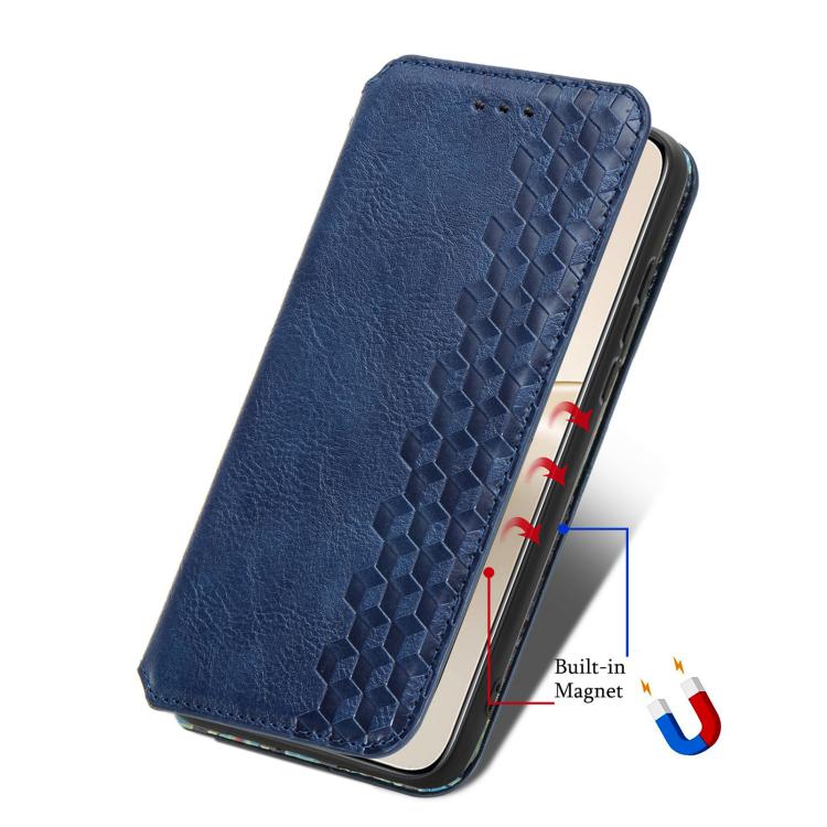 For Realme 14 Pro+ Cubic Grid Pressed Magnetic Leather Phone Case
