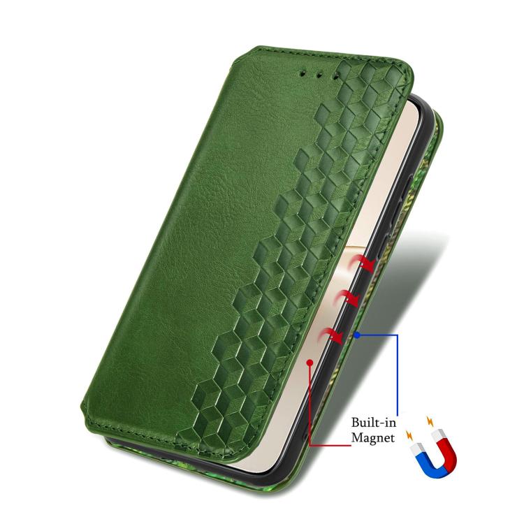 For Realme 14 Pro+ Cubic Grid Pressed Magnetic Leather Phone Case