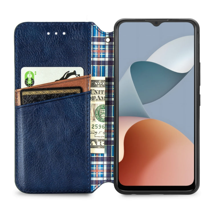 For ZTE Blade A34  Cubic Grid Pressed Magnetic Leather Phone Case