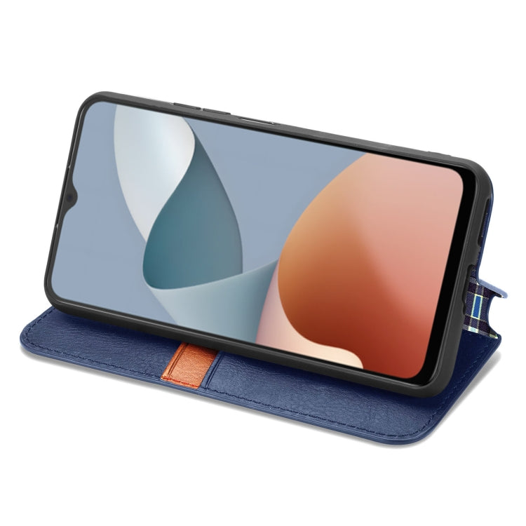 For ZTE Blade A34  Cubic Grid Pressed Magnetic Leather Phone Case
