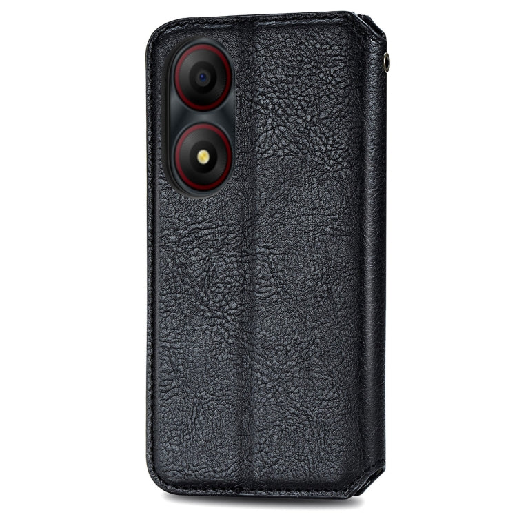 For ZTE Blade A34  Cubic Grid Pressed Magnetic Leather Phone Case