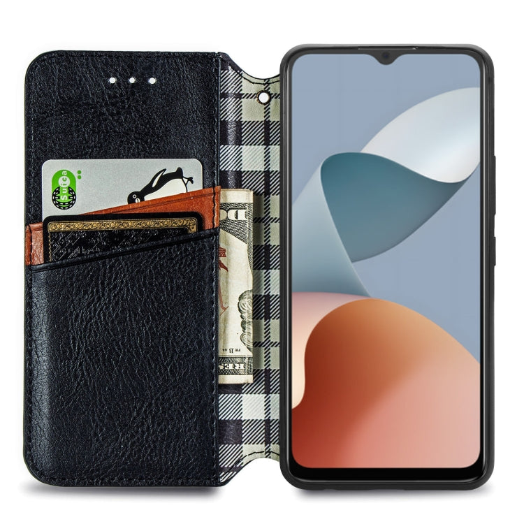 For ZTE Blade A34  Cubic Grid Pressed Magnetic Leather Phone Case