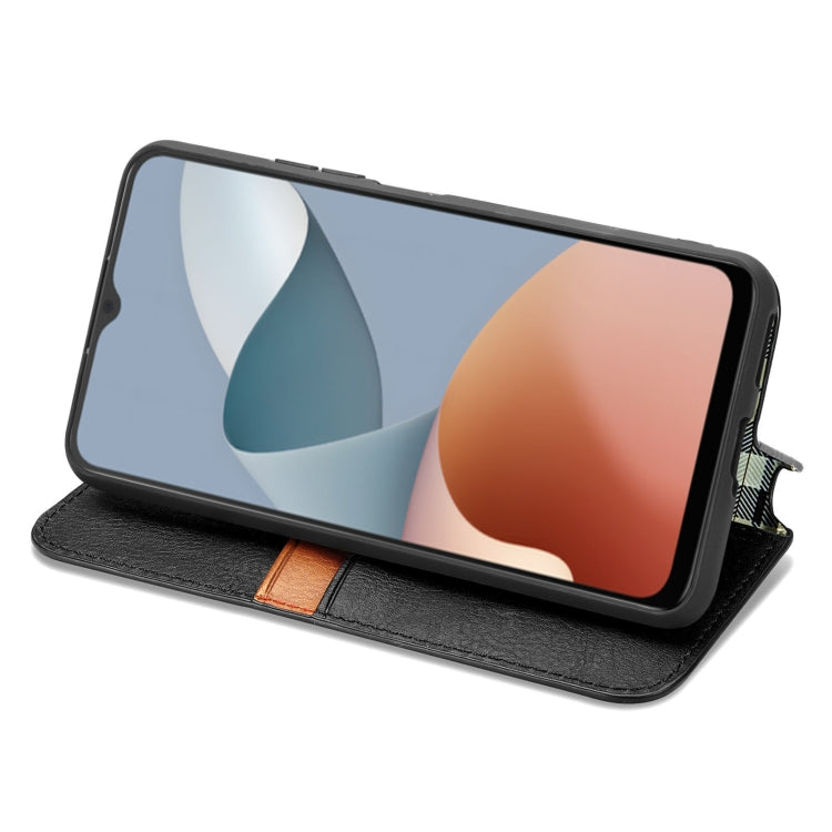 For ZTE Blade A34  Cubic Grid Pressed Magnetic Leather Phone Case