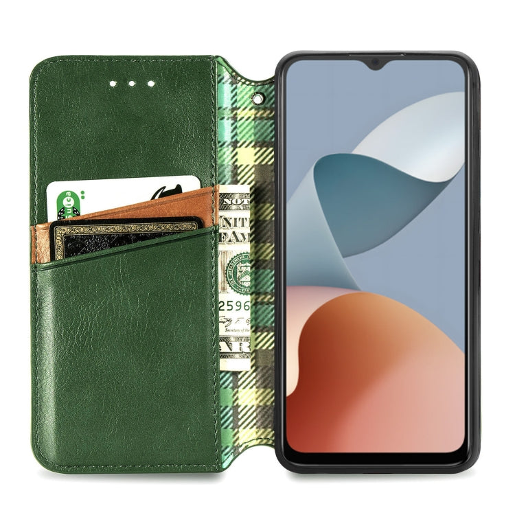 For ZTE Blade A34  Cubic Grid Pressed Magnetic Leather Phone Case
