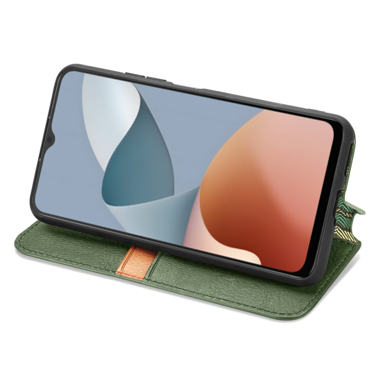 For ZTE Blade A34  Cubic Grid Pressed Magnetic Leather Phone Case
