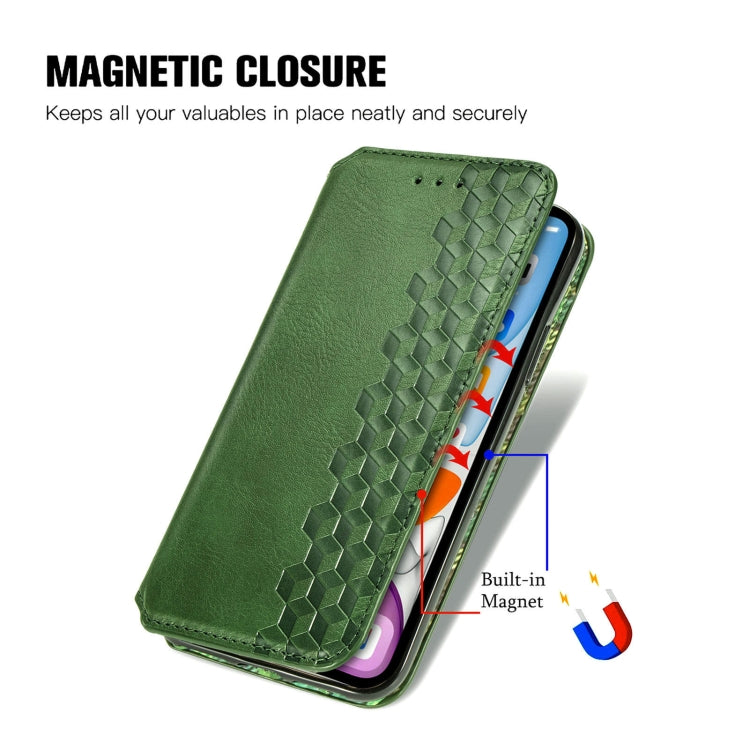 For ZTE Blade A34  Cubic Grid Pressed Magnetic Leather Phone Case
