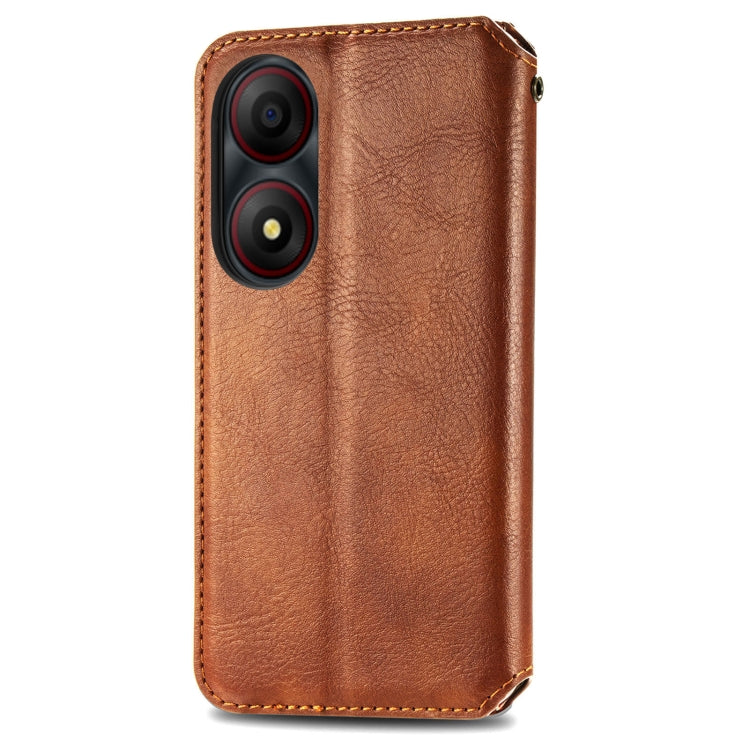 For ZTE Blade A34  Cubic Grid Pressed Magnetic Leather Phone Case