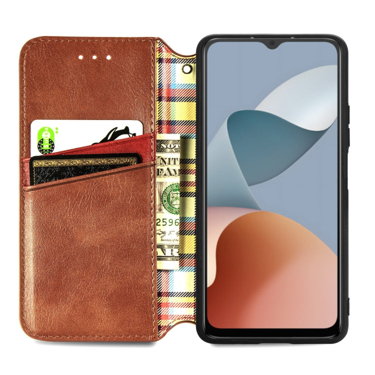 For ZTE Blade A34  Cubic Grid Pressed Magnetic Leather Phone Case