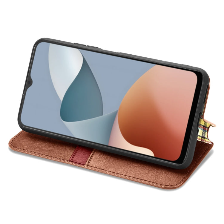 For ZTE Blade A34  Cubic Grid Pressed Magnetic Leather Phone Case