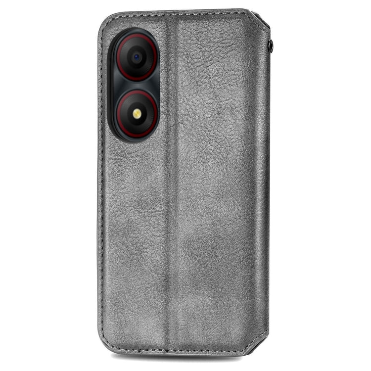 For ZTE Blade A34  Cubic Grid Pressed Magnetic Leather Phone Case