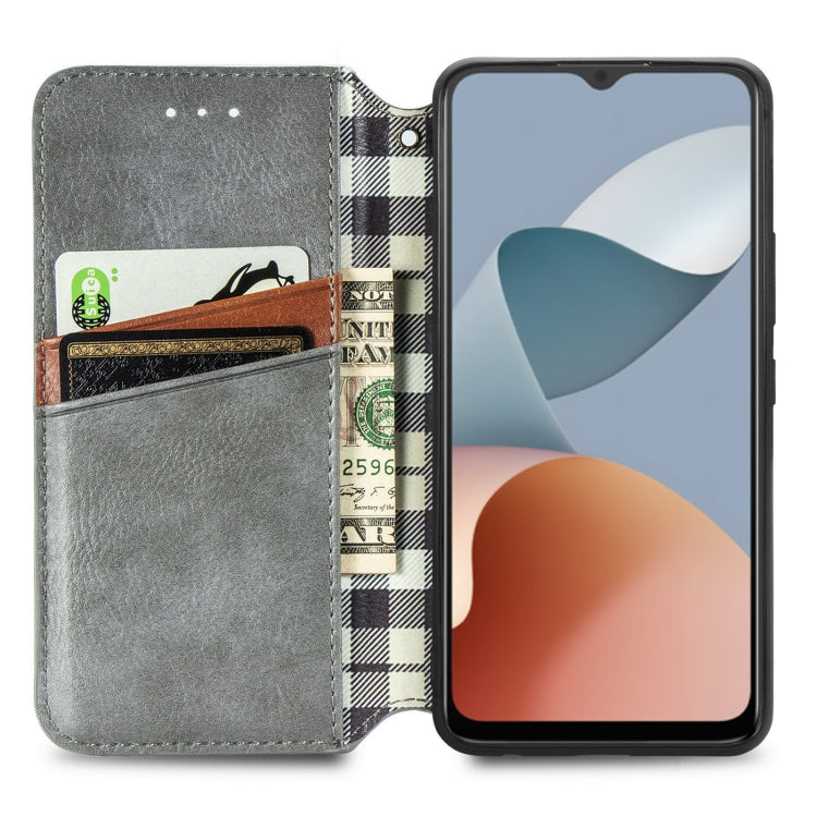 For ZTE Blade A34  Cubic Grid Pressed Magnetic Leather Phone Case