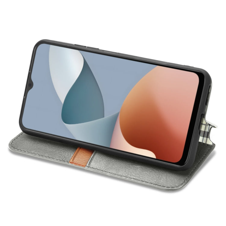 For ZTE Blade A34  Cubic Grid Pressed Magnetic Leather Phone Case