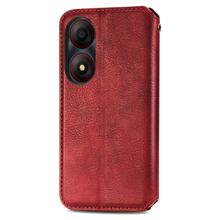 For ZTE Blade A34  Cubic Grid Pressed Magnetic Leather Phone Case