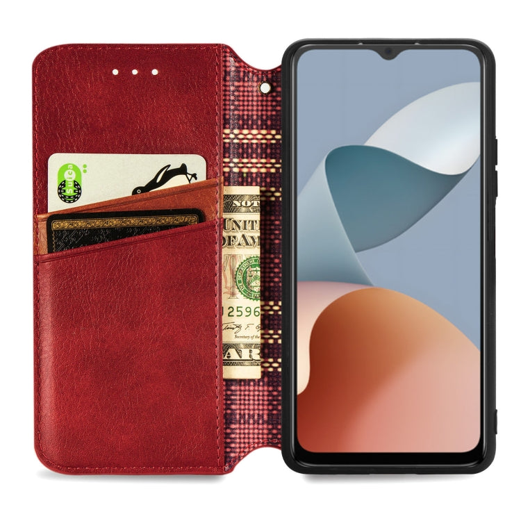 For ZTE Blade A34  Cubic Grid Pressed Magnetic Leather Phone Case