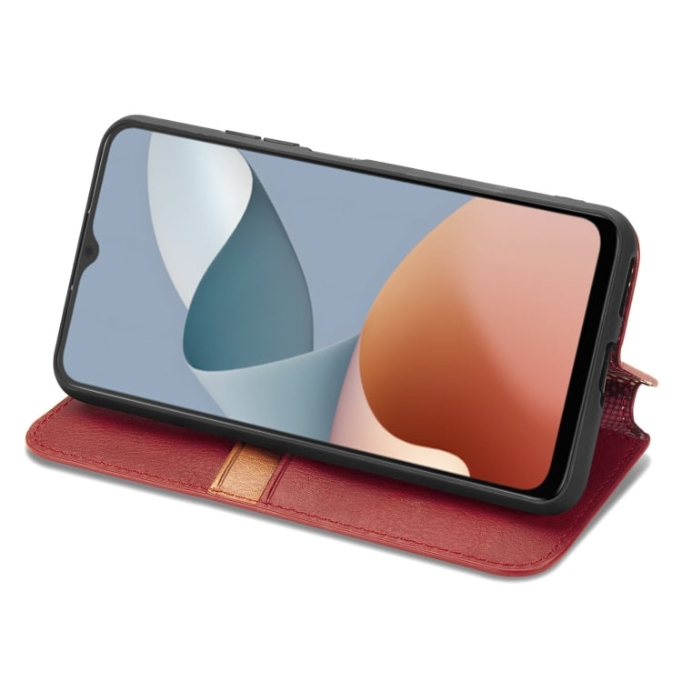 For ZTE Blade A34  Cubic Grid Pressed Magnetic Leather Phone Case