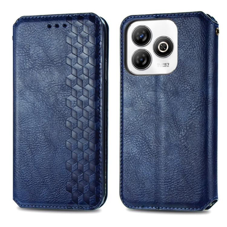 For ZTE Blade A75 4G Cubic Grid Pressed Magnetic Leather Phone Case