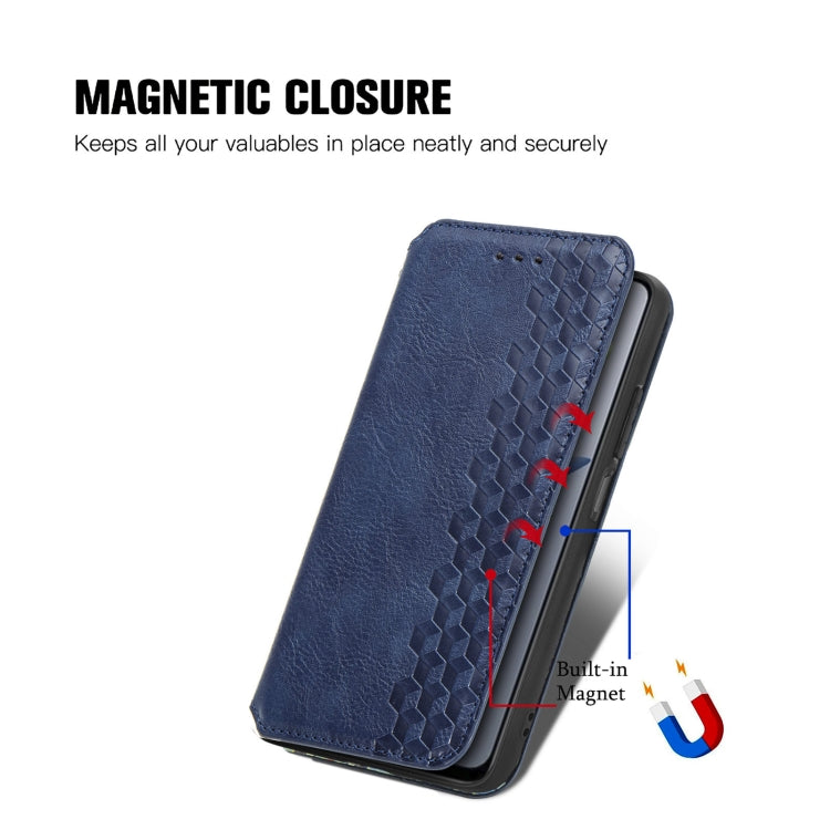 For ZTE Blade A75 4G Cubic Grid Pressed Magnetic Leather Phone Case