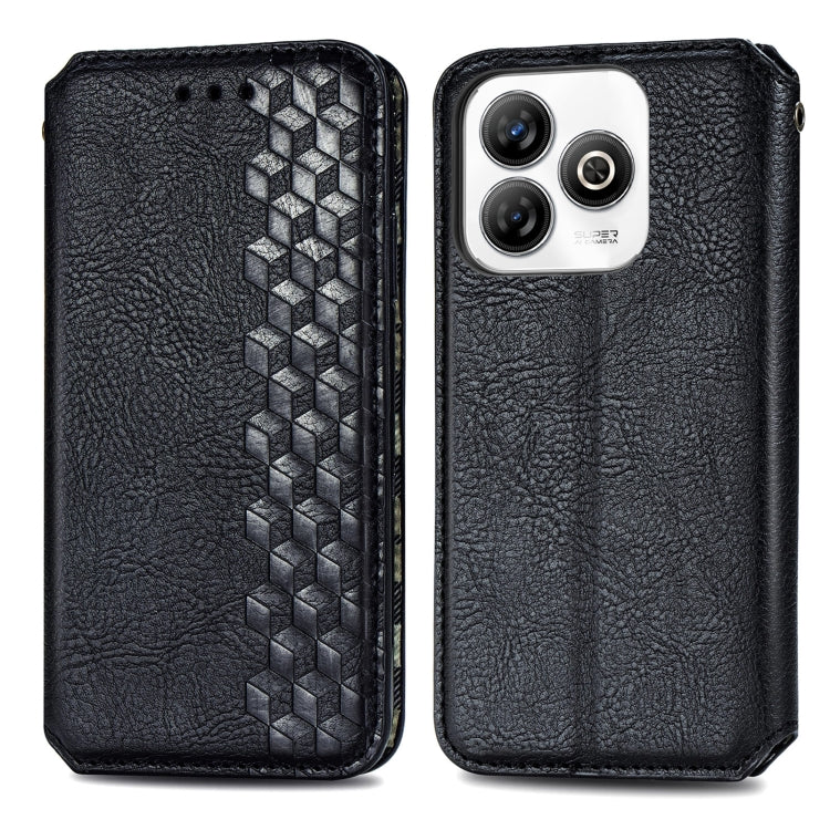 For ZTE Blade A75 4G Cubic Grid Pressed Magnetic Leather Phone Case