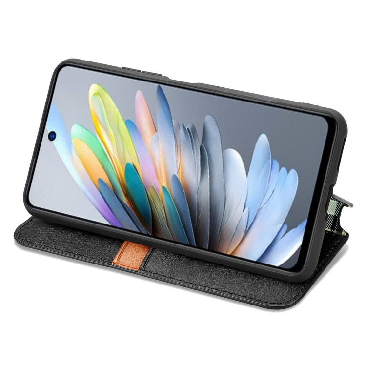 For ZTE Blade A75 4G Cubic Grid Pressed Magnetic Leather Phone Case