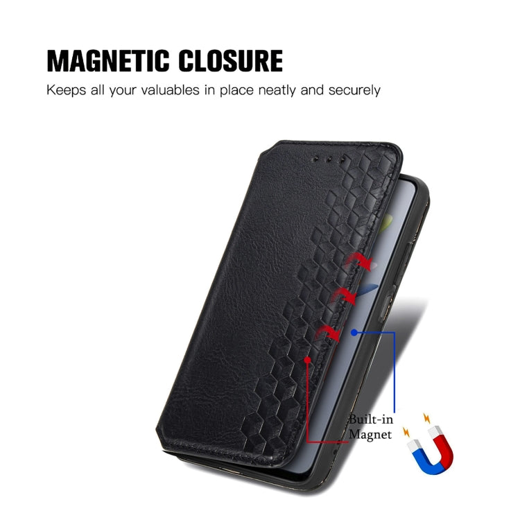 For ZTE Blade A75 4G Cubic Grid Pressed Magnetic Leather Phone Case