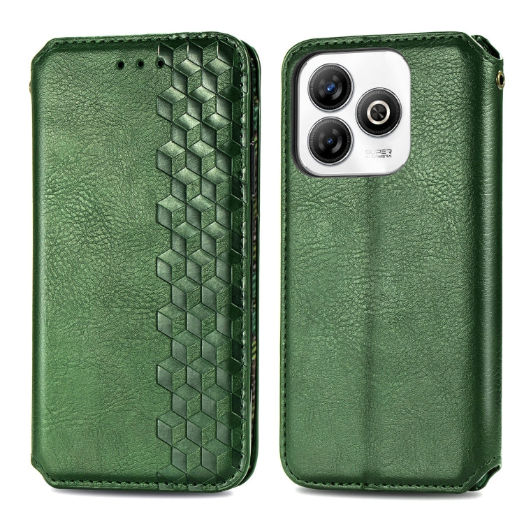 For ZTE Blade A75 4G Cubic Grid Pressed Magnetic Leather Phone Case