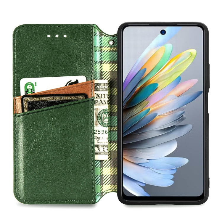 For ZTE Blade A75 4G Cubic Grid Pressed Magnetic Leather Phone Case
