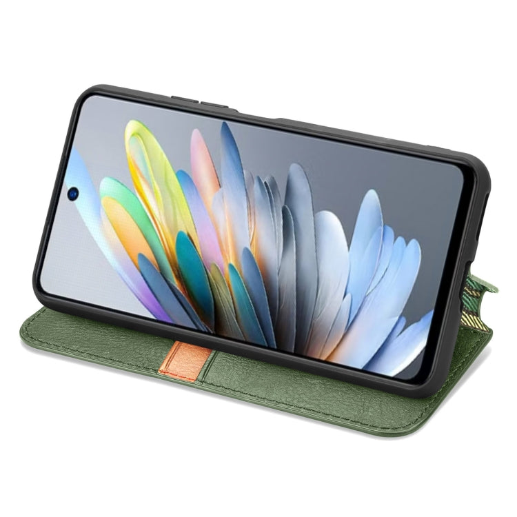 For ZTE Blade A75 4G Cubic Grid Pressed Magnetic Leather Phone Case