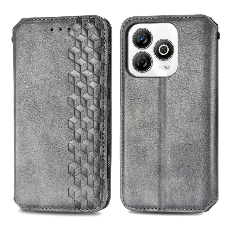 For ZTE Blade A75 4G Cubic Grid Pressed Magnetic Leather Phone Case