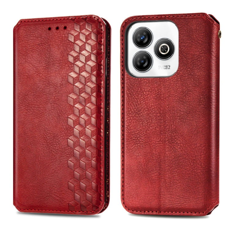 For ZTE Blade A75 4G Cubic Grid Pressed Magnetic Leather Phone Case