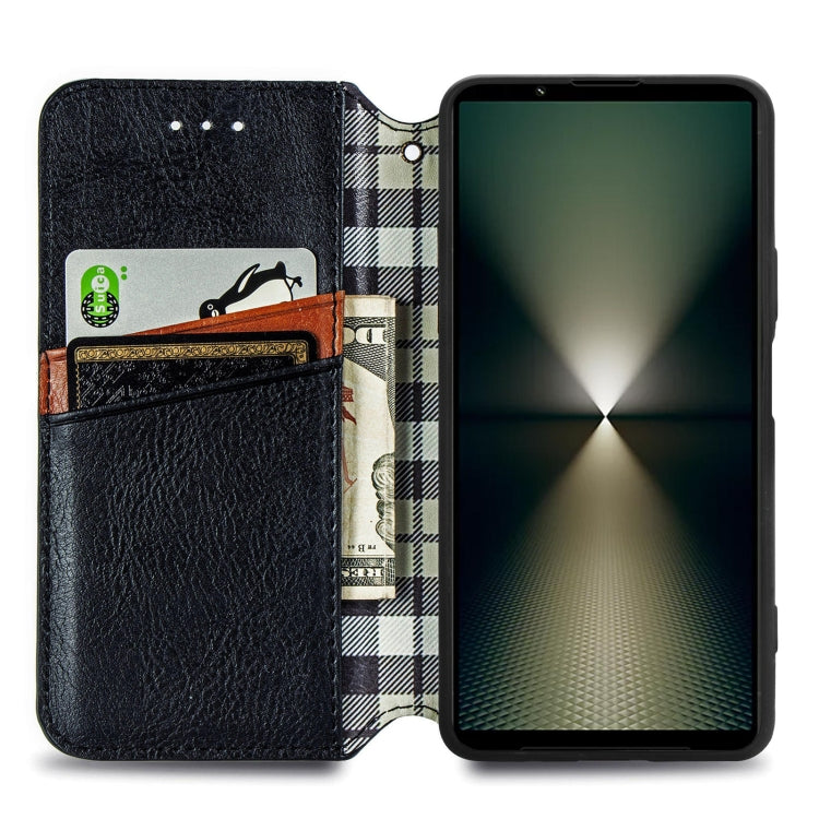 For Sony Xperia 1 VI Cubic Grid Pressed Magnetic Leather Phone Case