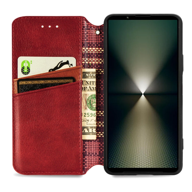 For Sony Xperia 1 VI Cubic Grid Pressed Magnetic Leather Phone Case