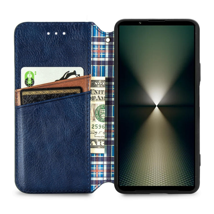 For Sony Xperia 1 VI Cubic Grid Pressed Magnetic Leather Phone Case