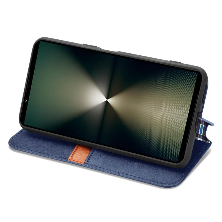 For Sony Xperia 1 VI Cubic Grid Pressed Magnetic Leather Phone Case