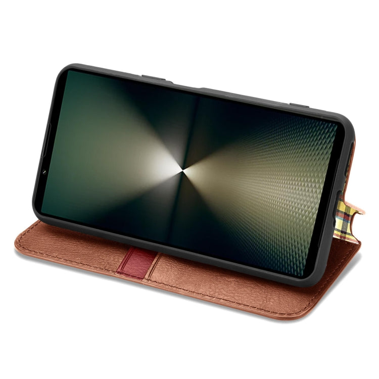 For Sony Xperia 1 VI Cubic Grid Pressed Magnetic Leather Phone Case