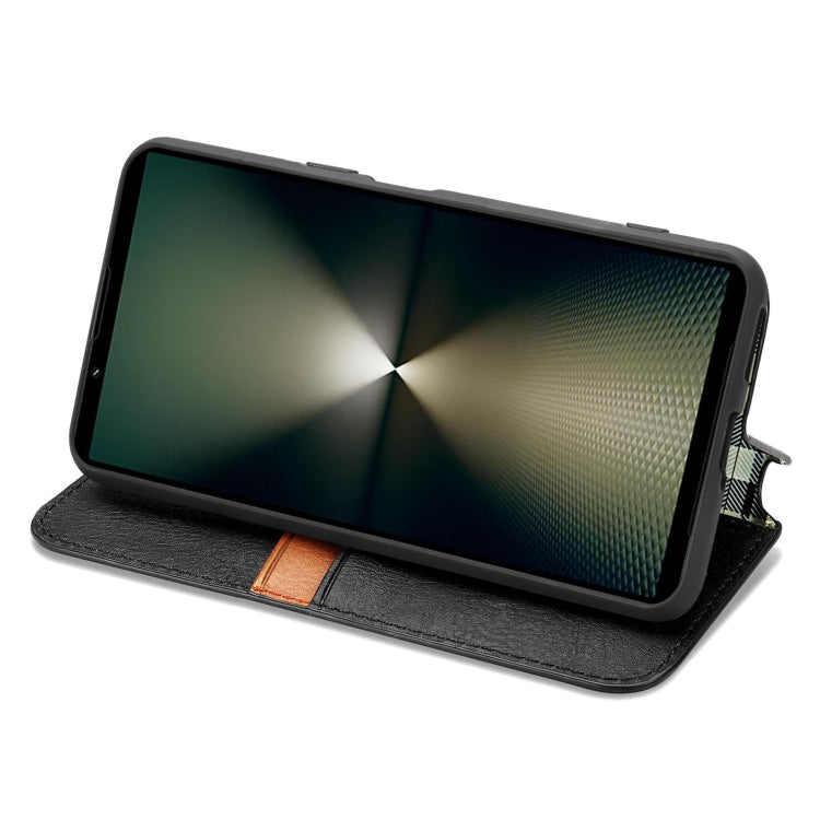 For Sony Xperia 10 VI Cubic Grid Pressed Magnetic Leather Phone Case