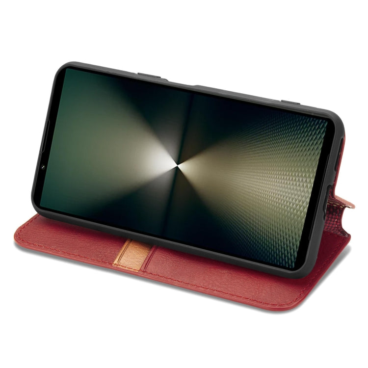 For Sony Xperia 10 VI Cubic Grid Pressed Magnetic Leather Phone Case