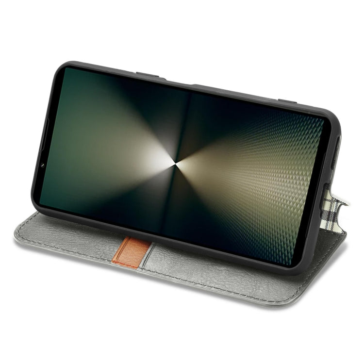 For Sony Xperia 10 VI Cubic Grid Pressed Magnetic Leather Phone Case