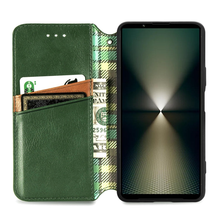 For Sony Xperia 10 VI Cubic Grid Pressed Magnetic Leather Phone Case